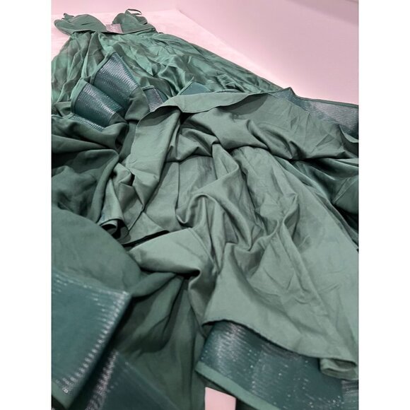 New La Femme Size 4 Strappy Back Satin Ballgown Emerald Green *Prom - Picture 9 of 14